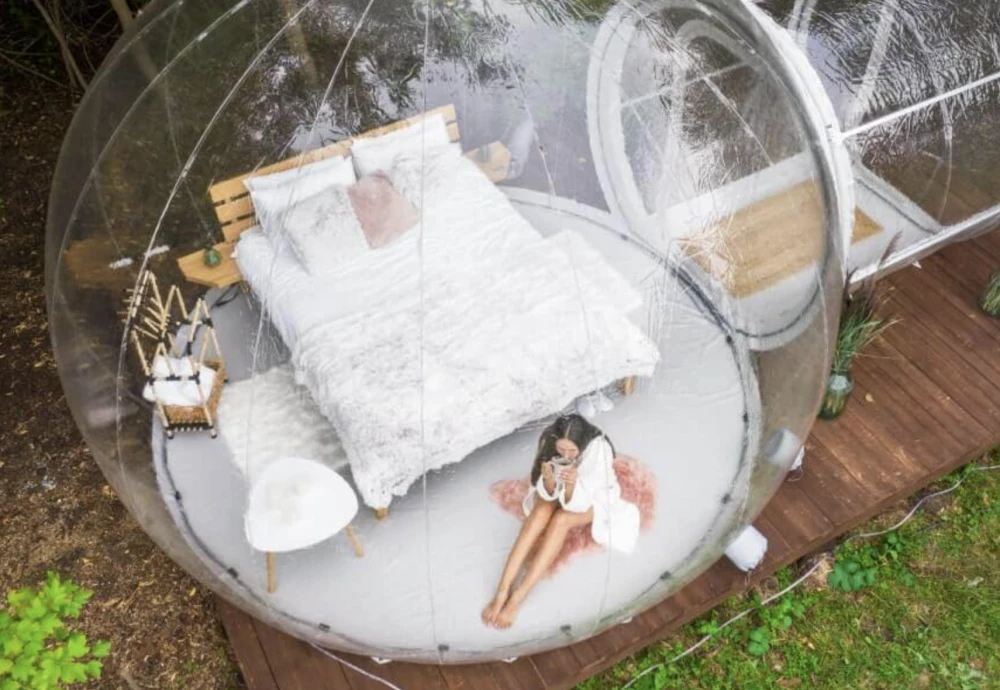 sleeping in a bubble tent